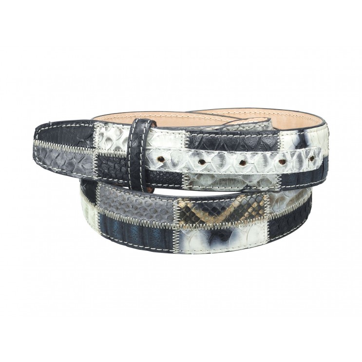 Ceinture en peau de python patchwork