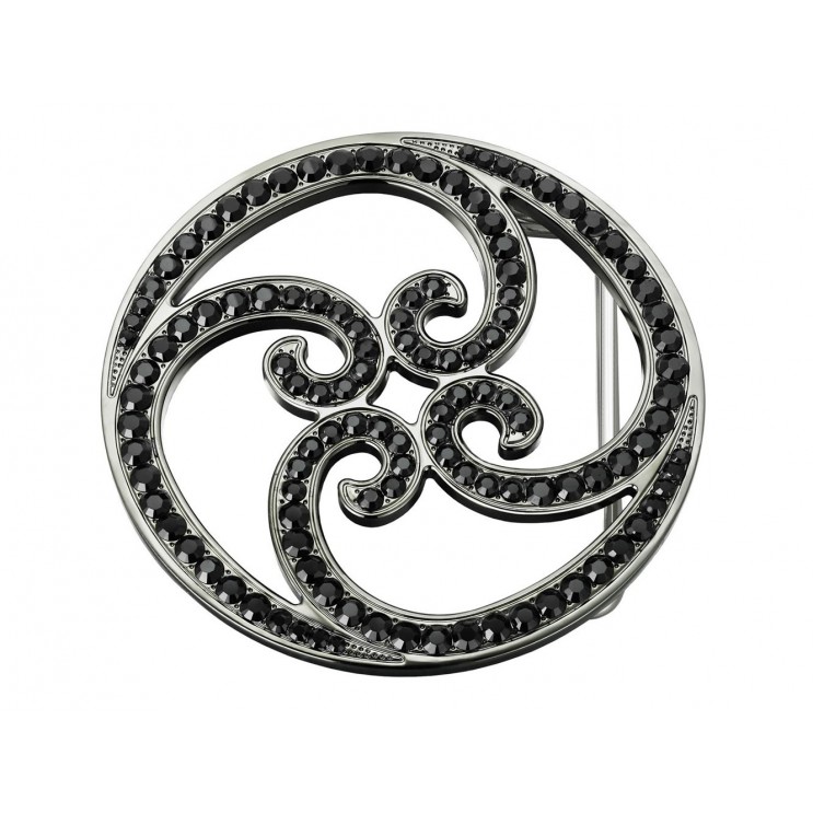 Boucle de ceinture "Spirale", aspect or blanc avec 122 Swarowski Cry Diamant